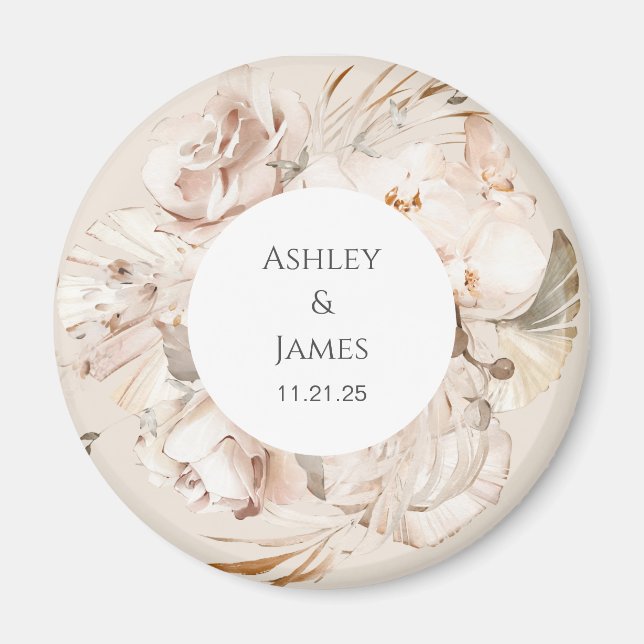Favor de íman de casamento do jardim floral de cas (Frente)