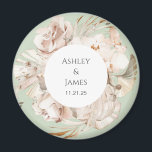 Favor de íman de casamento do jardim floral de cas<br><div class="desc">Magneta de casamento de jardim floral personalizado bege</div>