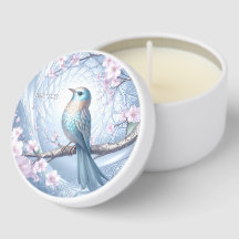Favor de Vela Mini Floral Blue Bird
