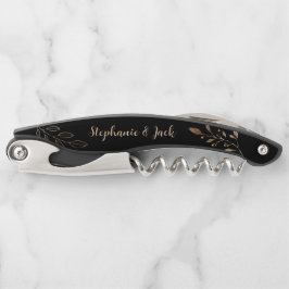 Favor do Casamento - Corkscrew Minimalista Preto e
