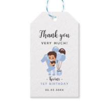 Favor do primeiro aniversario Obrigado, Etiqueta
