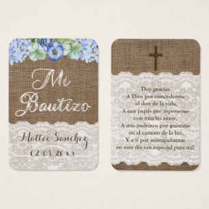 Favor espanhol Tag Recuerdo de Bautizo Cartão do
