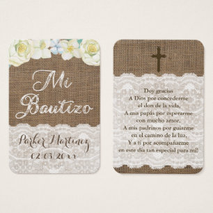 Favor Tag Recuerdo de Bautizo Cartão do baptismo