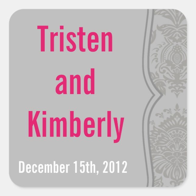 Favorecer adesivos Cinza moderno Damask Lace Impre (Frente)