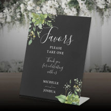Favores Florais de Verde Eucalipto Preto e Branco