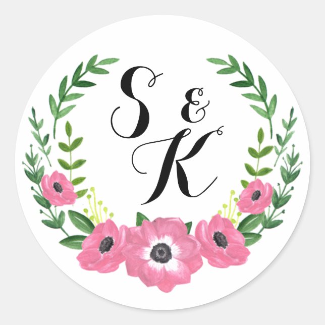 Favoritos de casamento do autocolante do monograma (Frente)