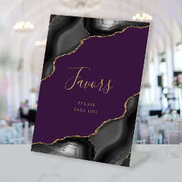 Favoritos de casamento em ágata preta dourada e ro