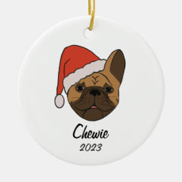Fawn Frenchie Santa Hat Enfeites de natal