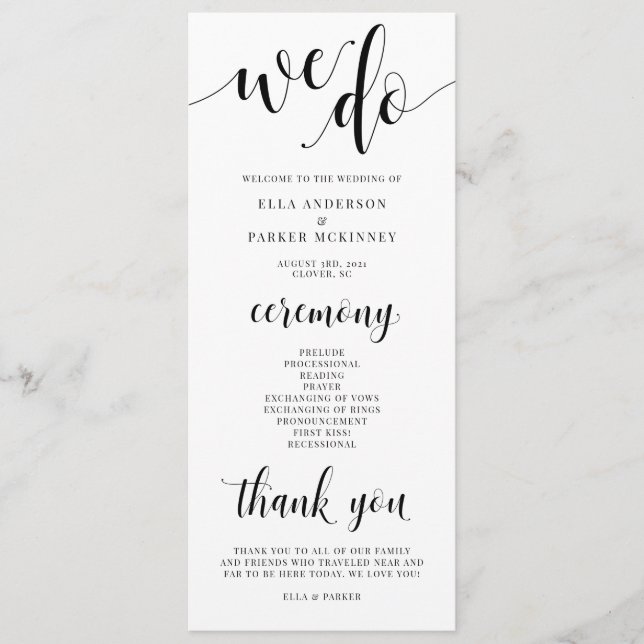 Fazemos programa de cerimônia de casamento (Frente)