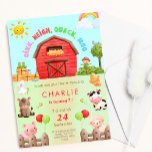 Fazenda Animal Petting Zoo Kid Convite de Aniversá<br><div class="desc">Crianças e crianças fazendeiros fazendeiros e fazendo convites para o aniversário do zoológico. Num dia ensolarado,  aparece um celeiro vermelho rodeado por animais de fazenda,  incluindo uma vaca,  ovelha,  porco,  cavalo,  coelho e galinha. Personalize editando com seus detalhes exclusivos de evento.</div>