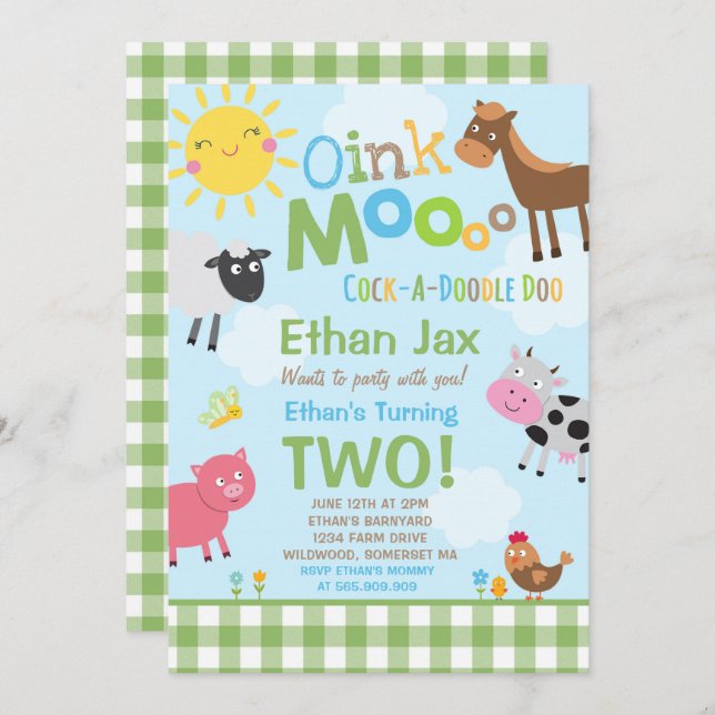 Fazenda Aniversário Convite à Antiga Festa de Faze (Frente/Verso)