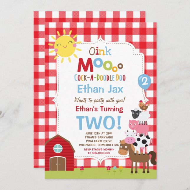 Fazenda Aniversário Convite Festa de aniversário d (Frente/Verso)