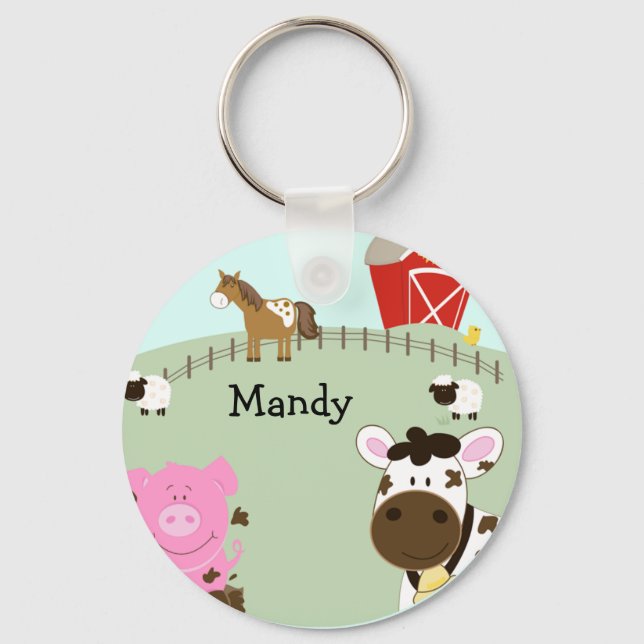 Fazenda Babies Barnyard Favor ou CHAVEIRO Nome de  (Frente)