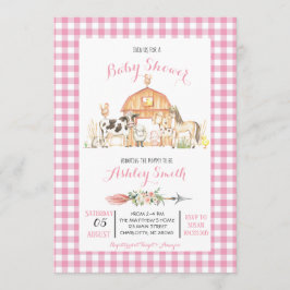 fazenda chá de fraldas convite garota rosa