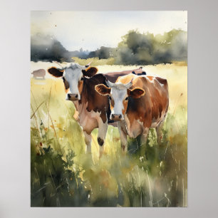 Fazenda de Vaca Impressão de Arte Animal