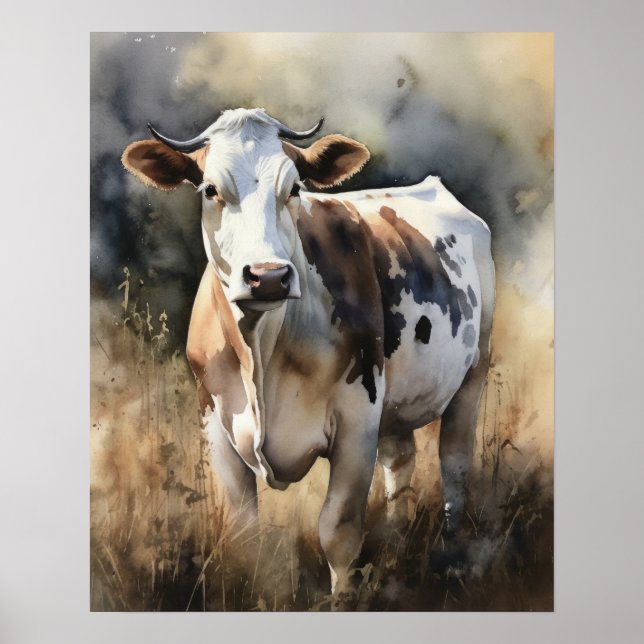 Fazenda de Vaca Impressão de Arte Animal (Frente)