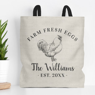 Fazenda Fresca Família Ovos Monograma Tote Bag