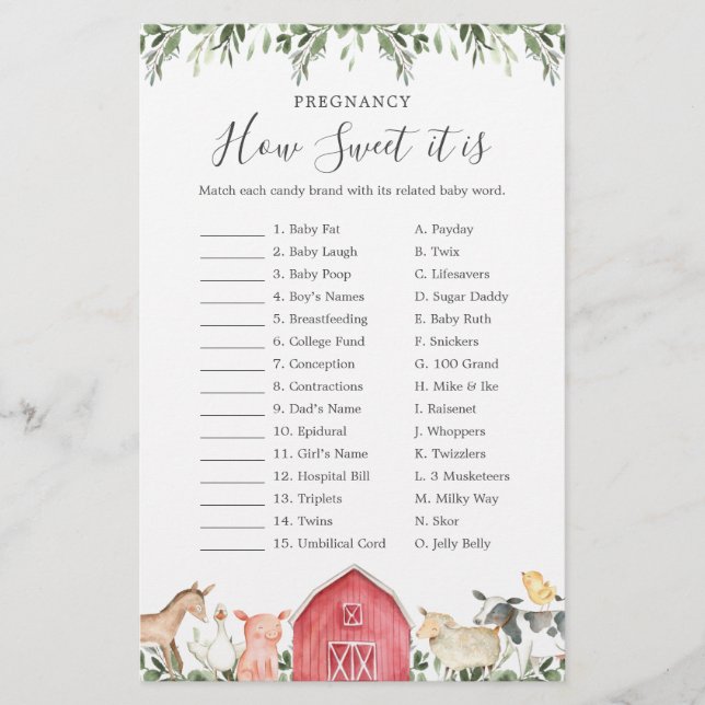 Fazenda Gravidez Chá de fraldas Como É Doce (Frente)