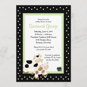 Fazenda Moo Barnyard Baby Shower Convites 5x7