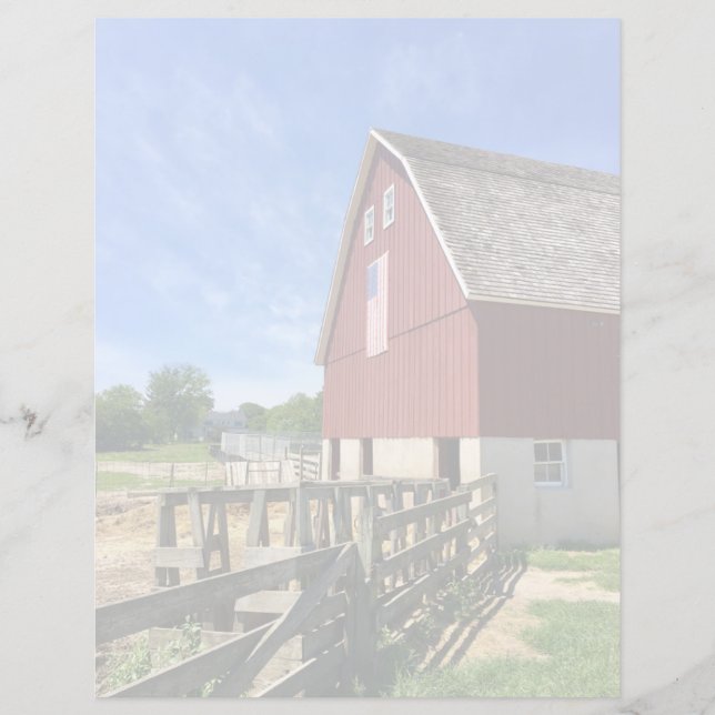Fazendas | Red Barn Com Bandeira Americana (Frente)