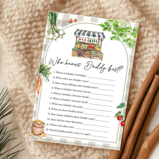 Fazendeiros Localmente Cultivados Quem Sabe Melhor (Farmers Market Baby Shower Who knows Daddy Best Game)