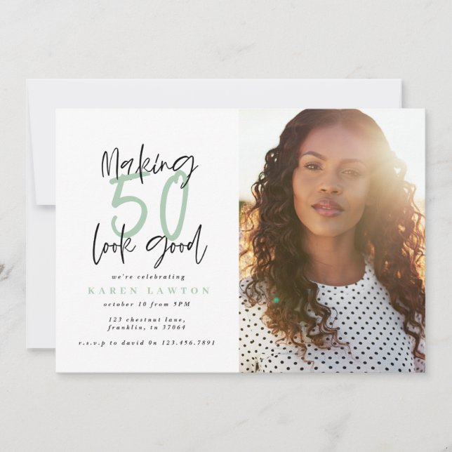 Fazer 50 - convite para o aniversário de fotos (Frente)
