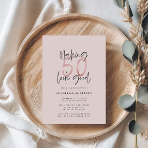 Fazer 50 parece bom aniversário brilhante cor-de-r