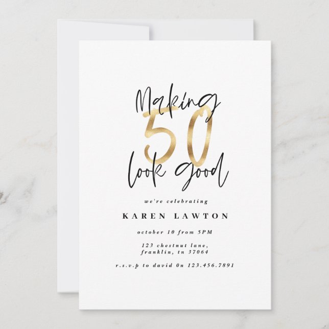 Fazer 50 parece um bom convite de aniversário de o (Frente)