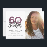Fazer 60 - convite para o aniversário de fotos<br><div class="desc">Fazer 60,  60 e fabuloso convite de aniversário de fotos. Texto moderno do script na design de tipografia de tendência. Parte de uma coleção. As cores podem ser personalizadas.</div>