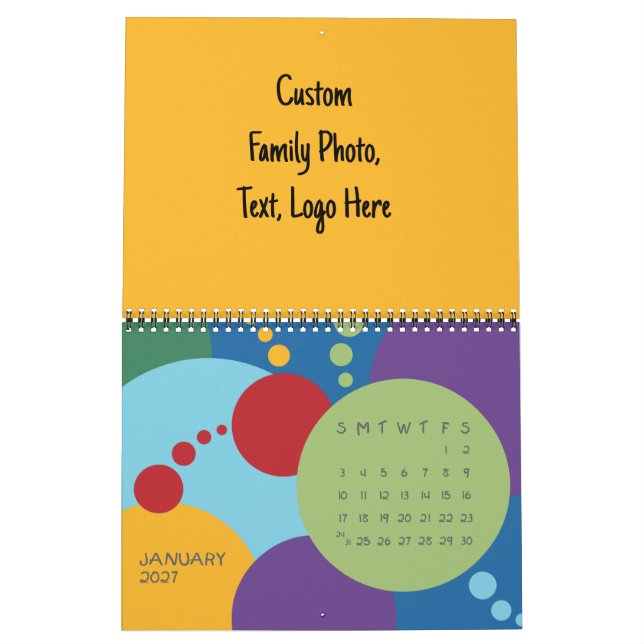 Fazer Calendários Personalizados, Estilo de Grade  (Jan 2027)