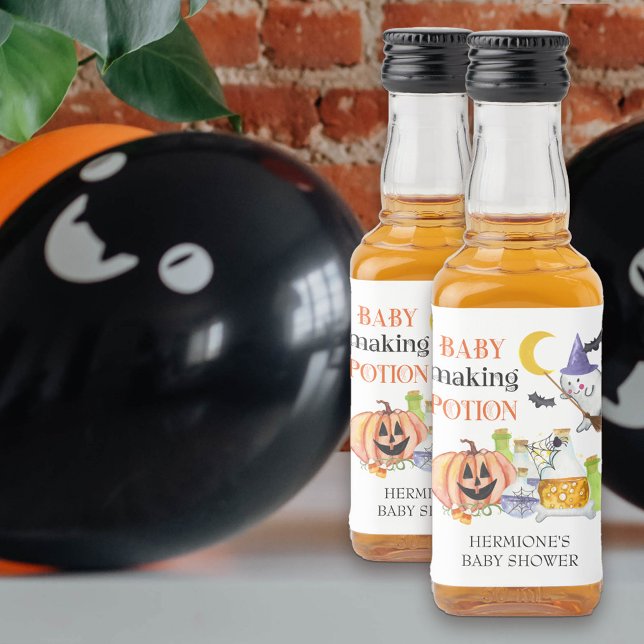 Fazer de bebê Chá de fraldas de Halloween Mini (Baby Making Potion baby shower bottle labels)