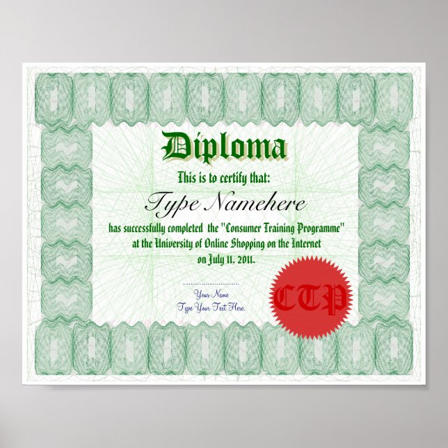 Fazer um Certificado Diploma Impressão (Frente)