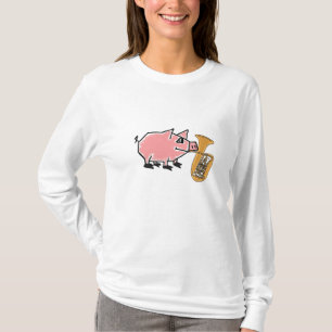 FB porco engraçado que joga o t-shirt da tuba