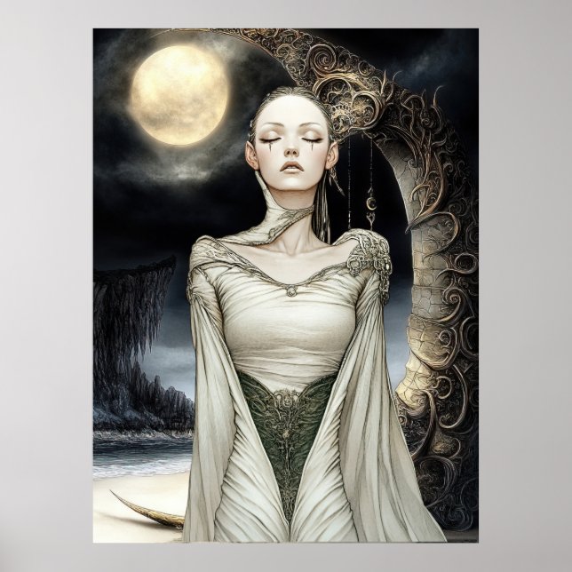 FD2 Enchanted Crescent Moon Goddess 1 Poster (Frente)