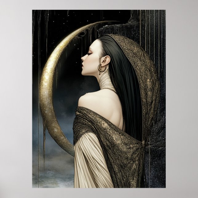 FD2 Enchanted Crescent Moon Goddess  26  Poster (Frente)