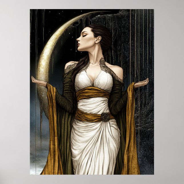 FD2 Enchanted Crescent Moon Goddess  28 Poster (Frente)