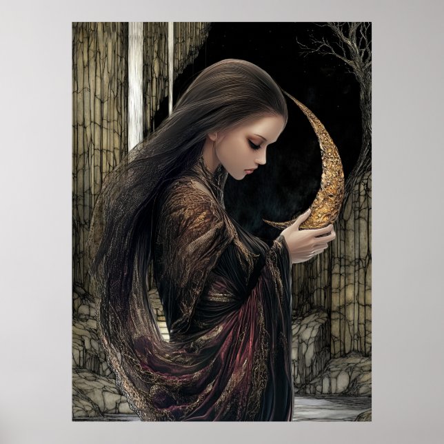 FD2 Enchanted Crescent Moon Goddess 3 Poster (Frente)
