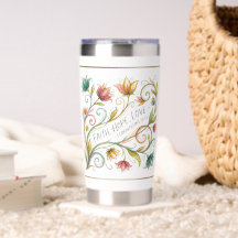Fé Esperança Amor floral personalizado
