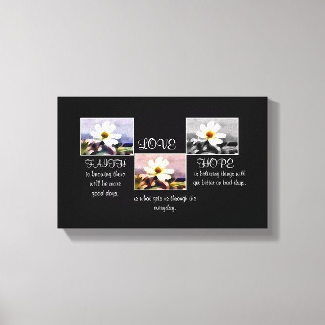 Fé, Esperança e canvas floral (Frente)