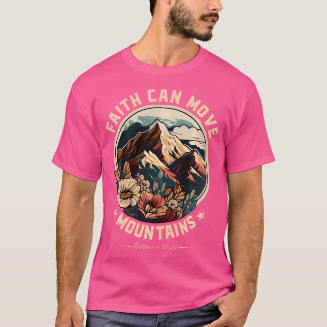 Fé pode mover montanhas camisa homens cristãos mul (Frente)