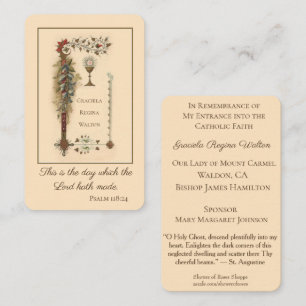 Fé santamente RCIA da profissão dos cartões da