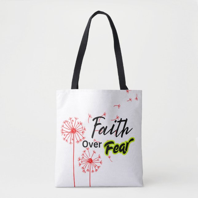Fé Sobre o Medo Bíblia Verse Tote Bag - Christian  (Frente)