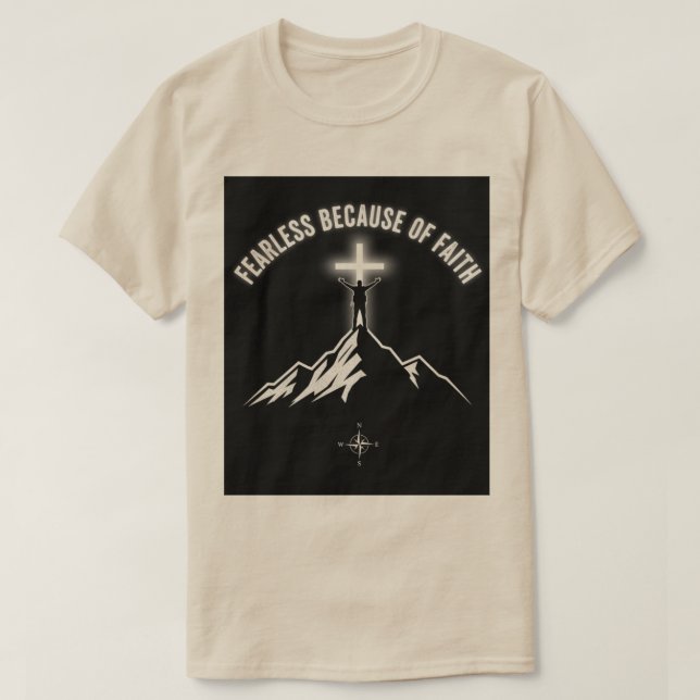  Fearless Because of Faith Christian Men’s T-Shirt (Frente do Design)