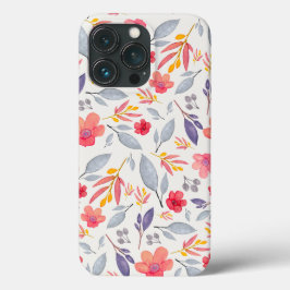 Feat Floral Pattern. Capa de telefone azul