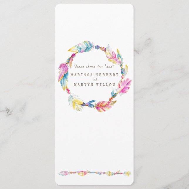 Feather boho wreath watercolor no menu (Frente)