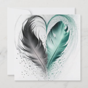 Feather Heart - Teal