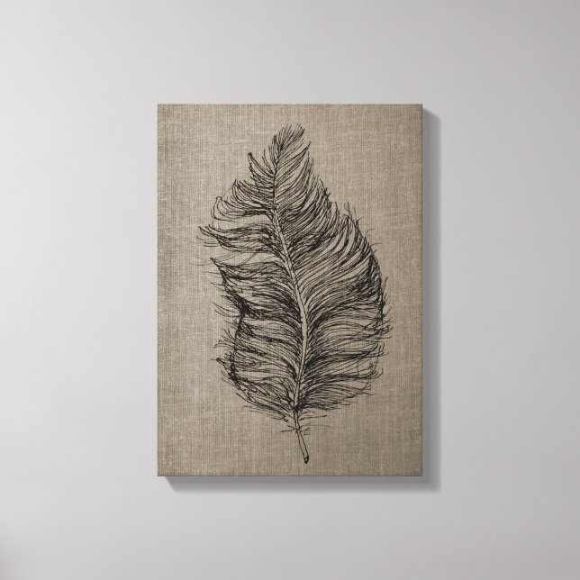 Feather n.º 3 Taupe Canvas Wall Art (Frente)