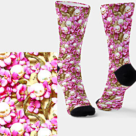 Febres Mauve Pérolas Brancas Douradas Efeito 3D
