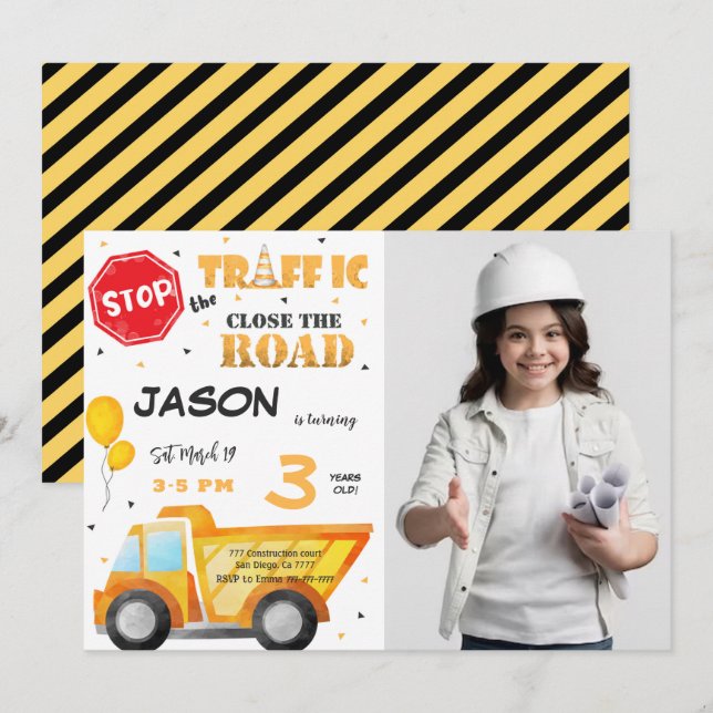 Feche o Convite de Fotografia de Construção de Est (Frente/Verso)