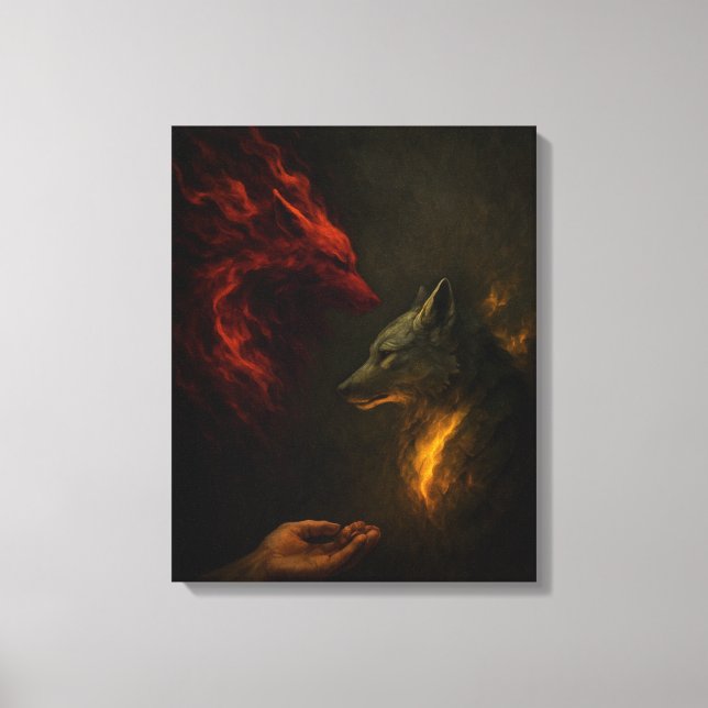 Feed the Right Wolf – Symbolic Canvas Art (Frente)